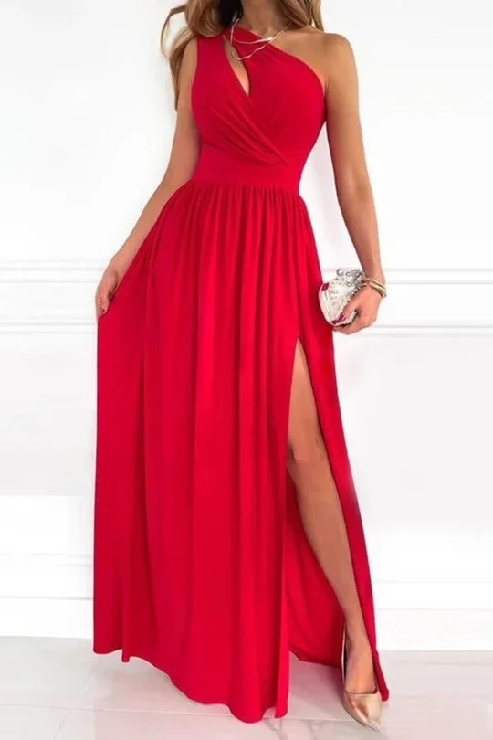 Chic One Shoulder Evening Dress, Elegant Black Formal Gown, Knee-Length Semi Formal Dress for Wedding Guests - Image 7