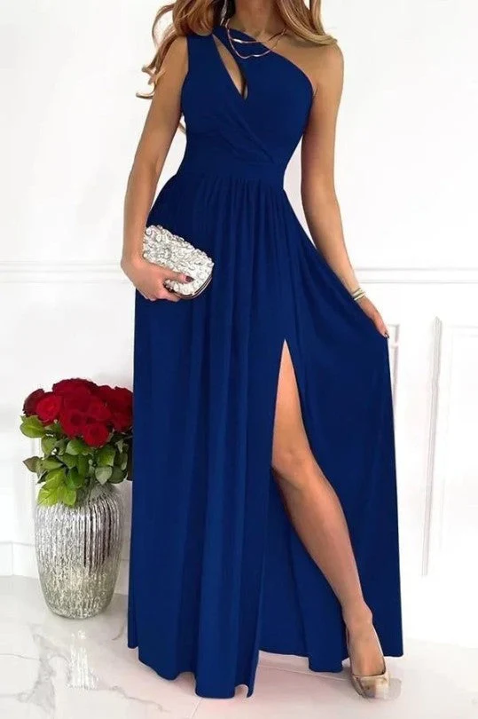 Chic One Shoulder Evening Dress, Elegant Black Formal Gown, Knee-Length Semi Formal Dress for Wedding Guests - Image 8
