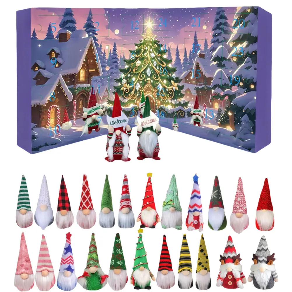 Christmas Countdown Calendar with 24 Plush Gnome Dolls – 2025 Edition - Image 2