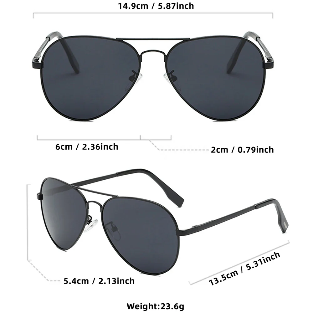 Classic Big Pilot Sunglasses for Men - Luxury Metal Black Aviation Shades UV400 - Image 4