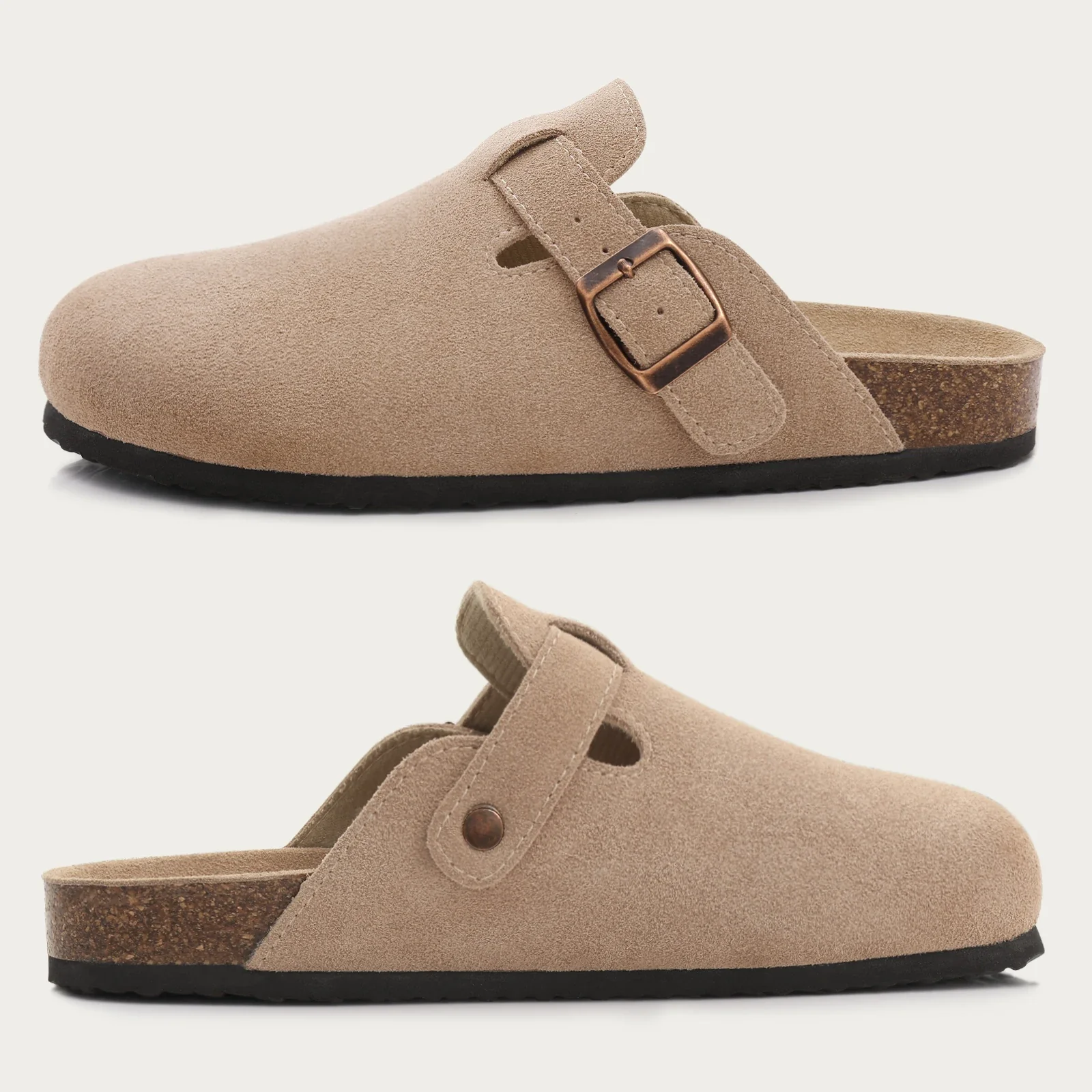 Classic Cork Clogs Slippers for Men & Women, Soft Footbed Suede Sandals with Arch Support - Image 5