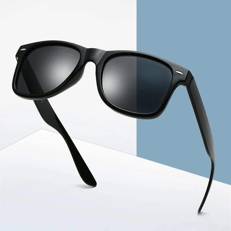 Classic Square Polarized Sunglasses for Men Women Retro Black Summer Driving Shades