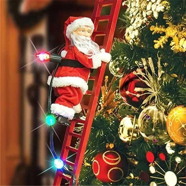 Climbing Santa Ornament With LED Lights Animated Christmas Decor 2025 Tree Or Wall Display