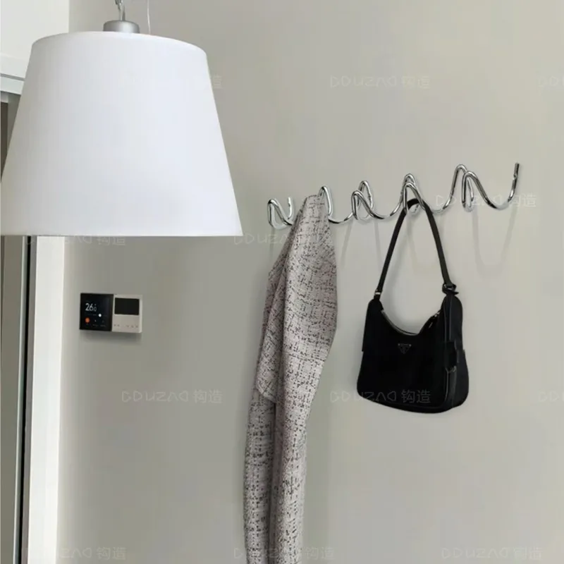 Coat Rack Chrome Electroplated Hooks Wall Mounted Bauhaus Entryway Organizer Fall 2025 Space Saving - Image 4