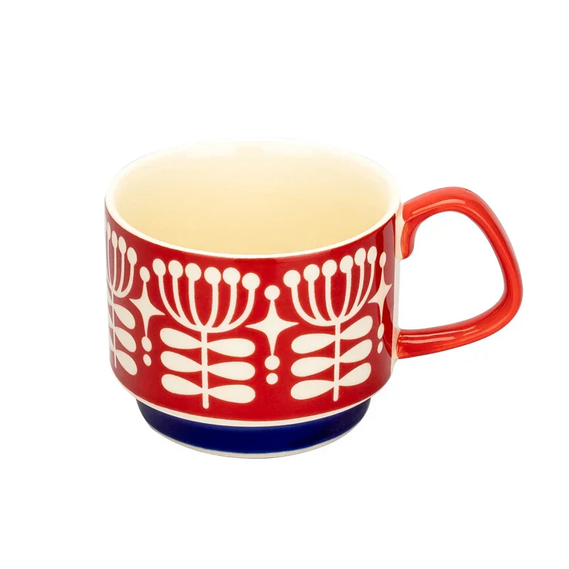 Coffee Mug 300ml Japanese Flower Ceramic Set Retro Drinkware Office Entertaining Fall 2025 Ergonomic Handgrip Gift - Image 11