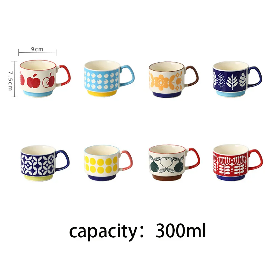 Coffee Mug 300ml Japanese Flower Ceramic Set Retro Drinkware Office Entertaining Fall 2025 Ergonomic Handgrip Gift - Image 6
