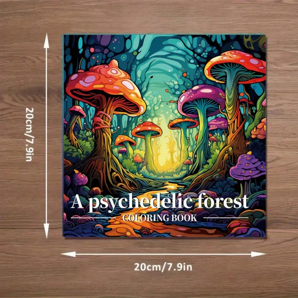 Coloring Book 22 Page Psychedelic Forest Stress Relief Activity Gift Fall 2025 Trend - Image 2