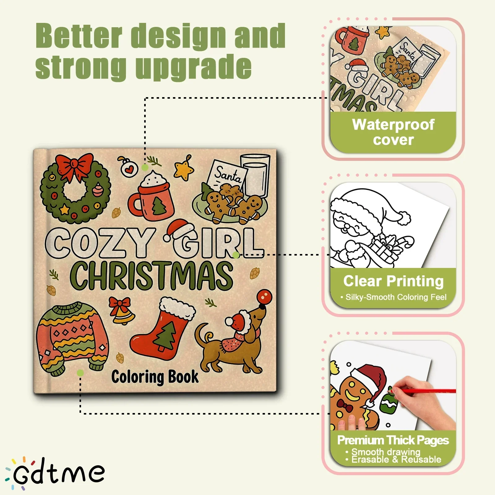 Coloring Book For Adults Cozy Christmas Theme Easy Relaxing Holiday Coloring Pages Gift Idea 2025 - Image 3