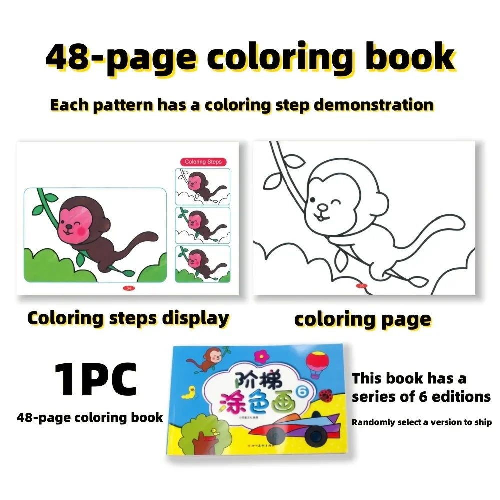 Coloring Book For Kids 48 Page Doodle Sketchbook With Colorful Cartoon Animals Early Learning Back To School 2025 Gift - Image 6