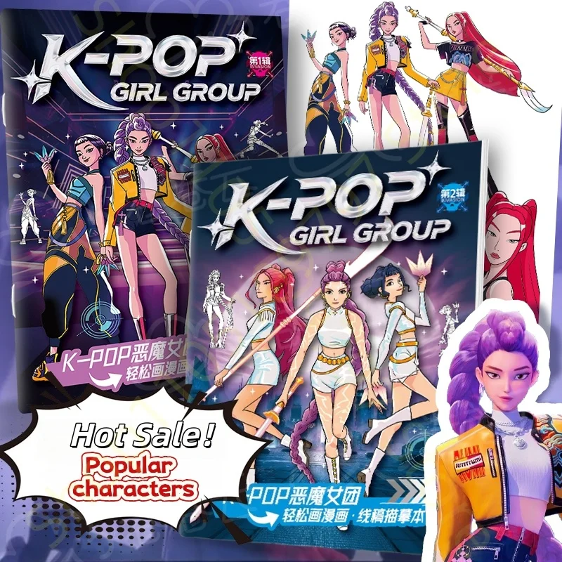 Coloring Book Kpop Demon Hunters Anime Sketches Rumi Mira Zoey Cute Line Drawings Back to School 2025 Gift - Image 3