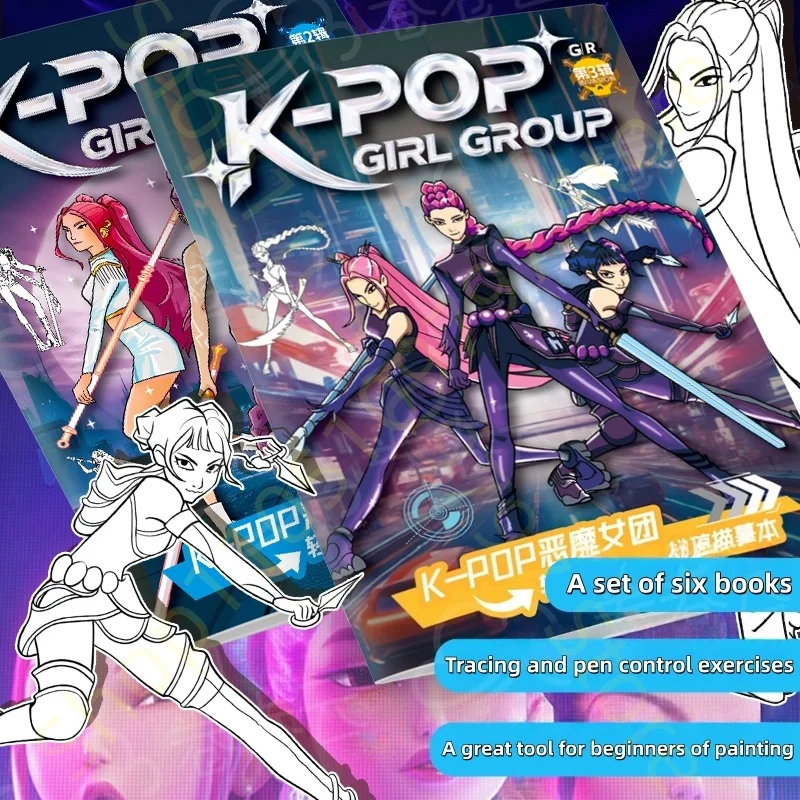 Coloring Book Kpop Demon Hunters Anime Sketches Rumi Mira Zoey Cute Line Drawings Back to School 2025 Gift - Image 5
