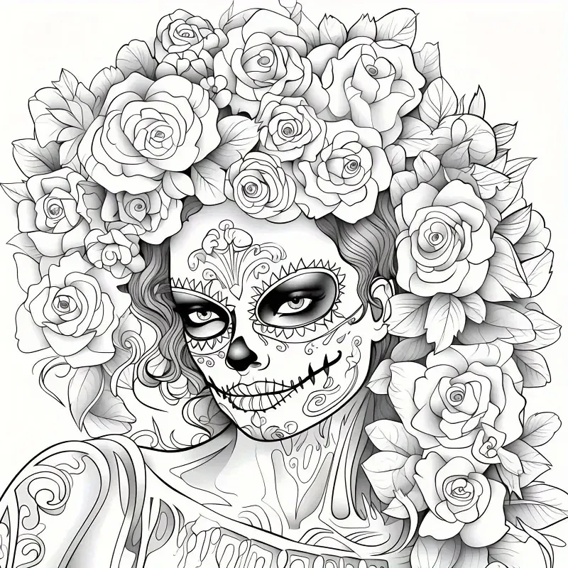Coloring Book Upgraded Thickened Paper Sugar Skull Art Halloween Trend Gift Idea 22 Pages - Image 6