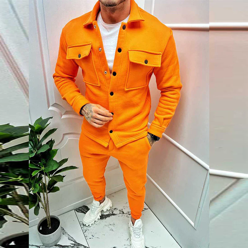Comfortable men's cotton set – casual jacket with pockets, classic pants, for office and leisure - Image 7