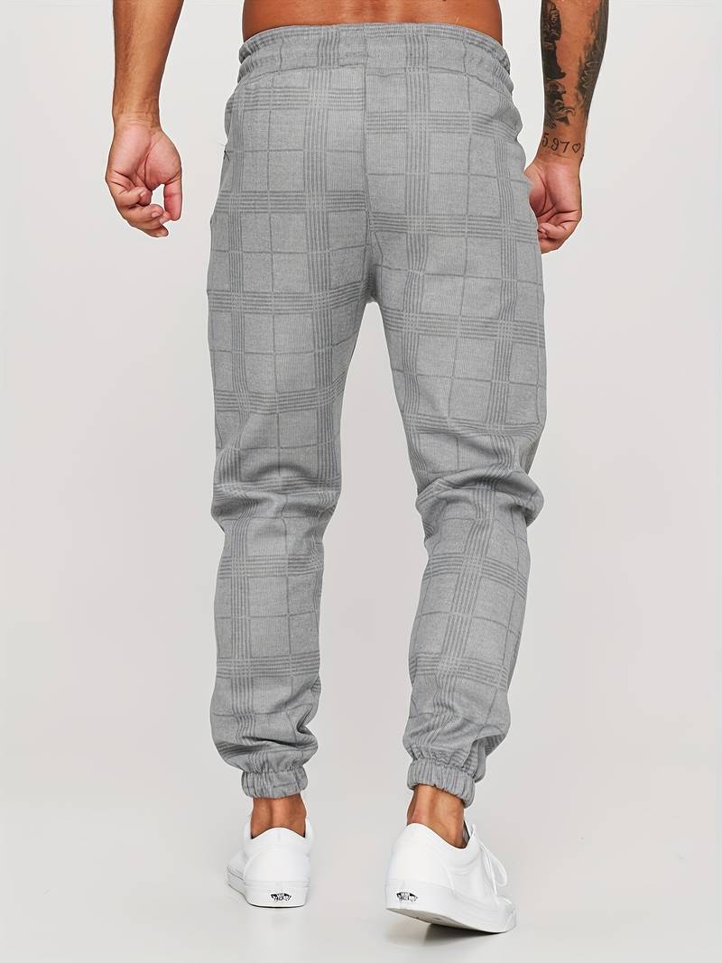 Comfortable men's jogger pants – classic check pattern, breathable cotton, for everyday wear - Image 5