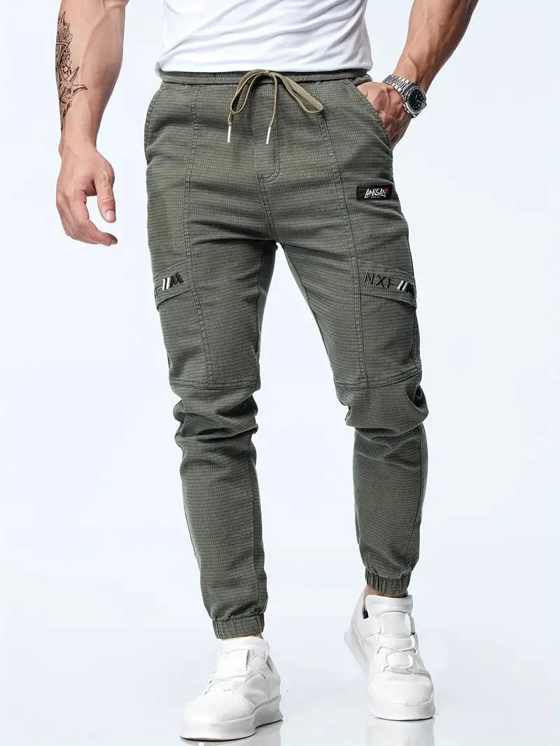 Comfortable men's joggers – drawstring, stretch tapered fit, for gym and leisure