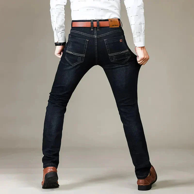 Comfortable men's straight-fit stretch jeans – durable fabric, perfect for casual wear - Image 2