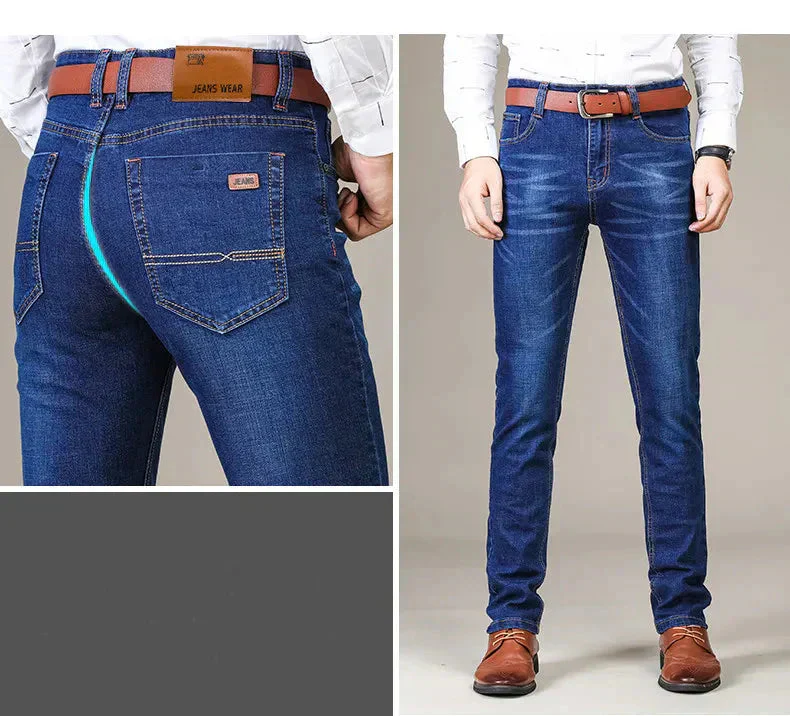 Comfortable men's straight-fit stretch jeans – durable fabric, perfect for casual wear - Image 5