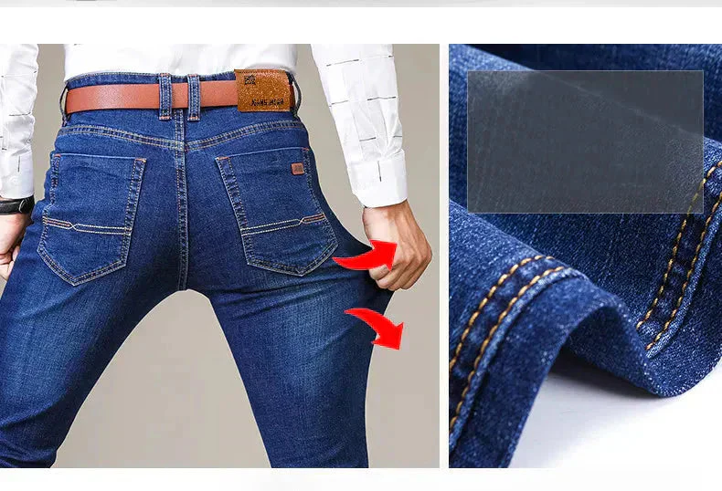 Comfortable men's straight-fit stretch jeans – durable fabric, perfect for casual wear - Image 7