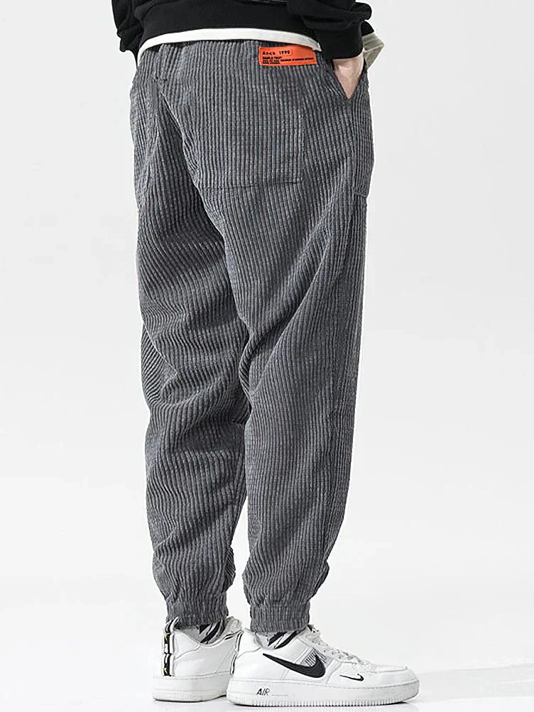 Comfortable men's wide corduroy joggers – relaxed fit, breathable fabric, for casual outings - Image 6