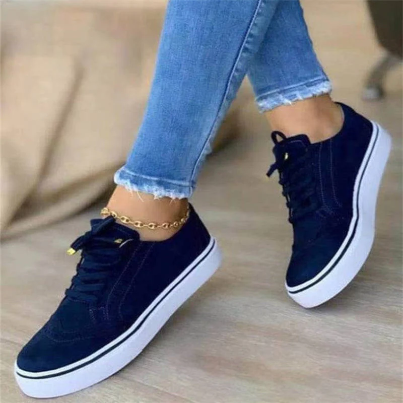 Comfortable Platform Sneakers for Women, Stylish and Versatile Footwear in Blue, White, Green, Black - Perfect for Casual Wear - Image 4