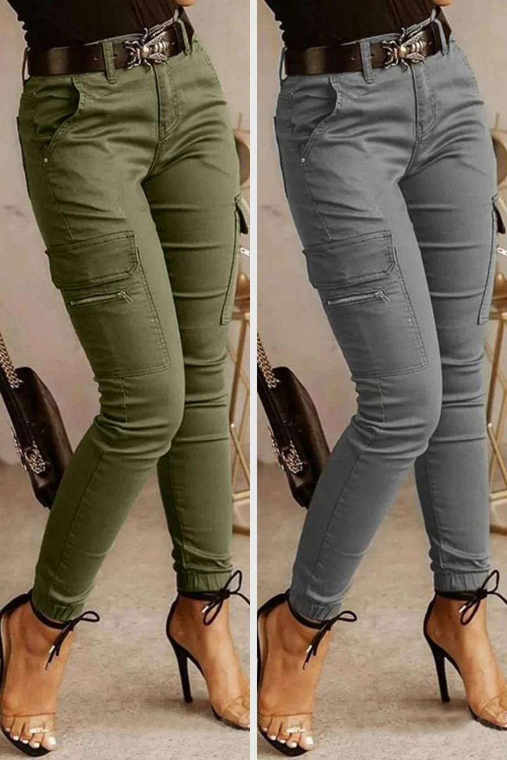 Comfortable women’s cargo pants – body-hugging fit, cotton blend, for urban everyday wear - Image 7