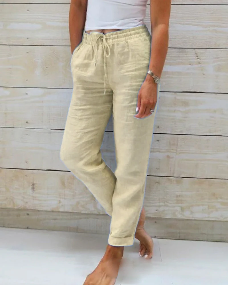Comfortable Women's Casual Pants with Elastic Waistband for All-Day Wear, Tailored Fit Casual Trousers - Image 7