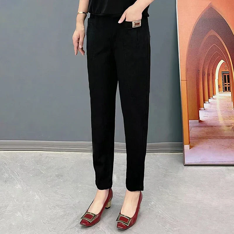 Comfortable Women's Cotton Pants with Elastic Waistband, Relaxed Slim Fit, Multiple Colors Available - Image 10