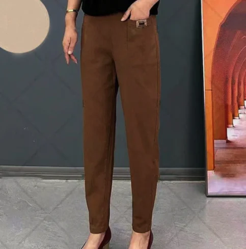 Comfortable Women's Cotton Pants with Elastic Waistband, Relaxed Slim Fit, Multiple Colors Available - Image 15