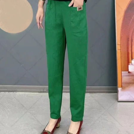 Comfortable Women's Cotton Pants with Elastic Waistband, Relaxed Slim Fit, Multiple Colors Available - Image 9