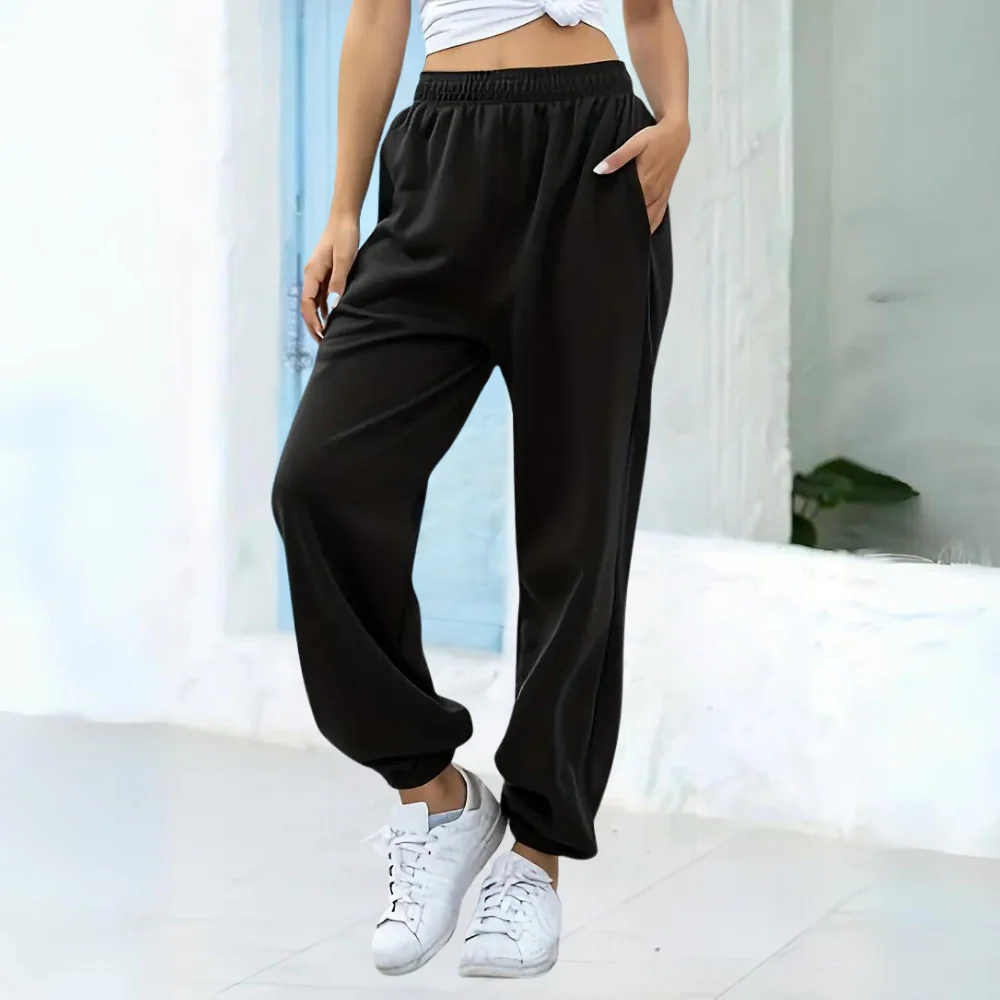 Comfortable women's joggers – high-waisted, elastic material, for casual wear and sports - Image 2