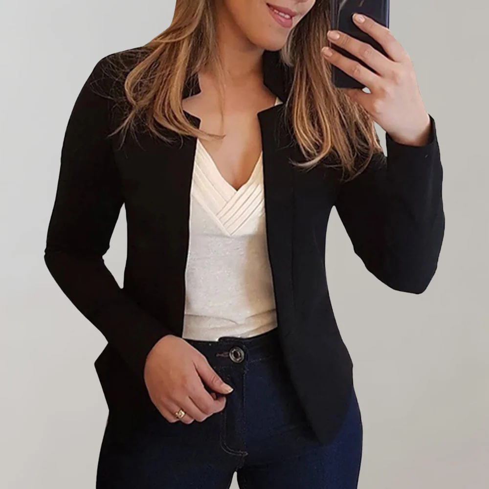 Comfortable women's oversized blazer – soft cotton blend, for casual outings