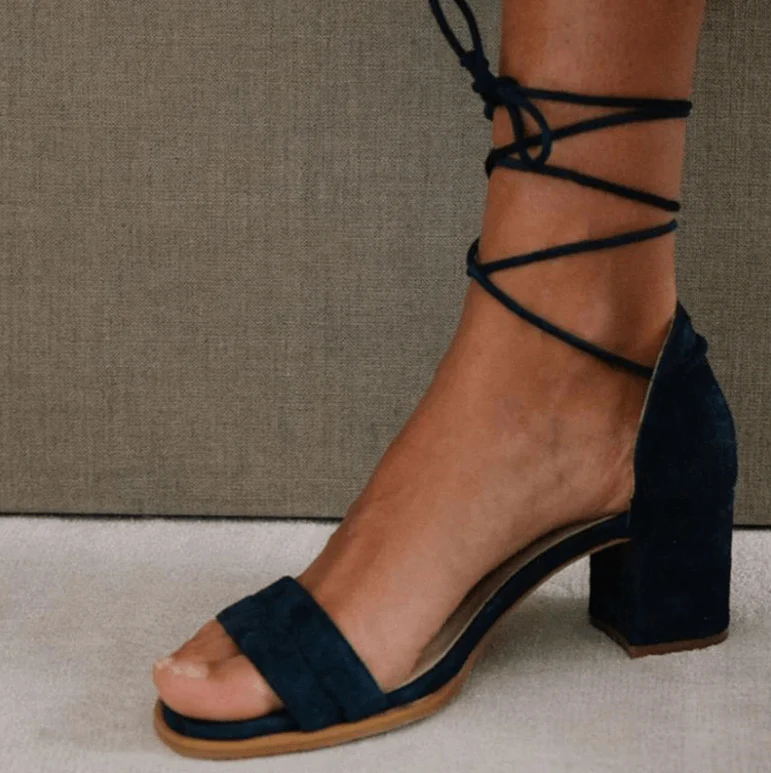Comfortable Women's Sandals, Block Heel Design with Transparent Toe Band and Lacing in Nude Artificial Leather - Image 6