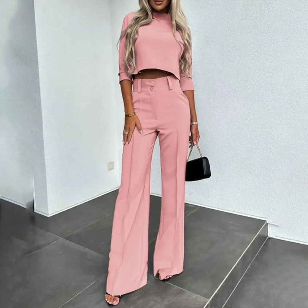 Comfortable women’s two-piece set – simple elegance, polyester, for autumn days - Image 11