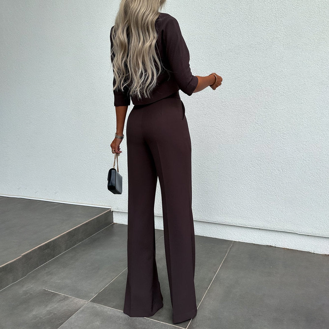 Comfortable women’s two-piece set – simple elegance, polyester, for autumn days - Image 6