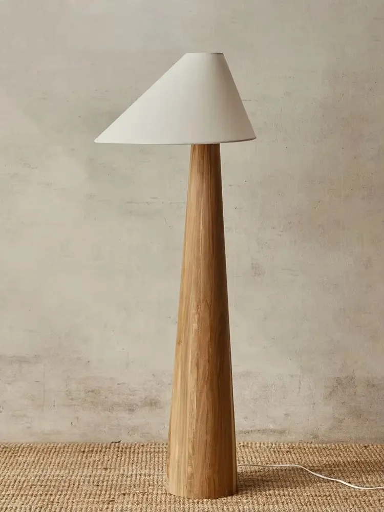 Japandi Conical Oak Floor Lamp Wabi Sabi Retro Lighting Home Decor - Image 2