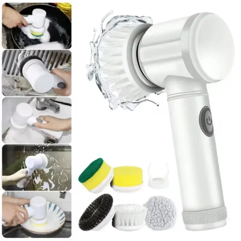 Cordless Electric Spin Scrubber Brush - 5 in 1 Household Cleaning Tool for Kitchen & Bathroom - Image 4