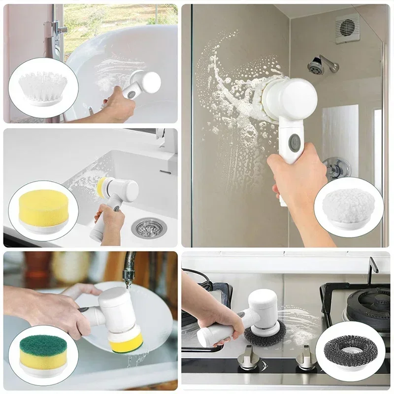 Cordless Electric Spin Scrubber Brush - 5 in 1 Household Cleaning Tool for Kitchen & Bathroom - Image 5