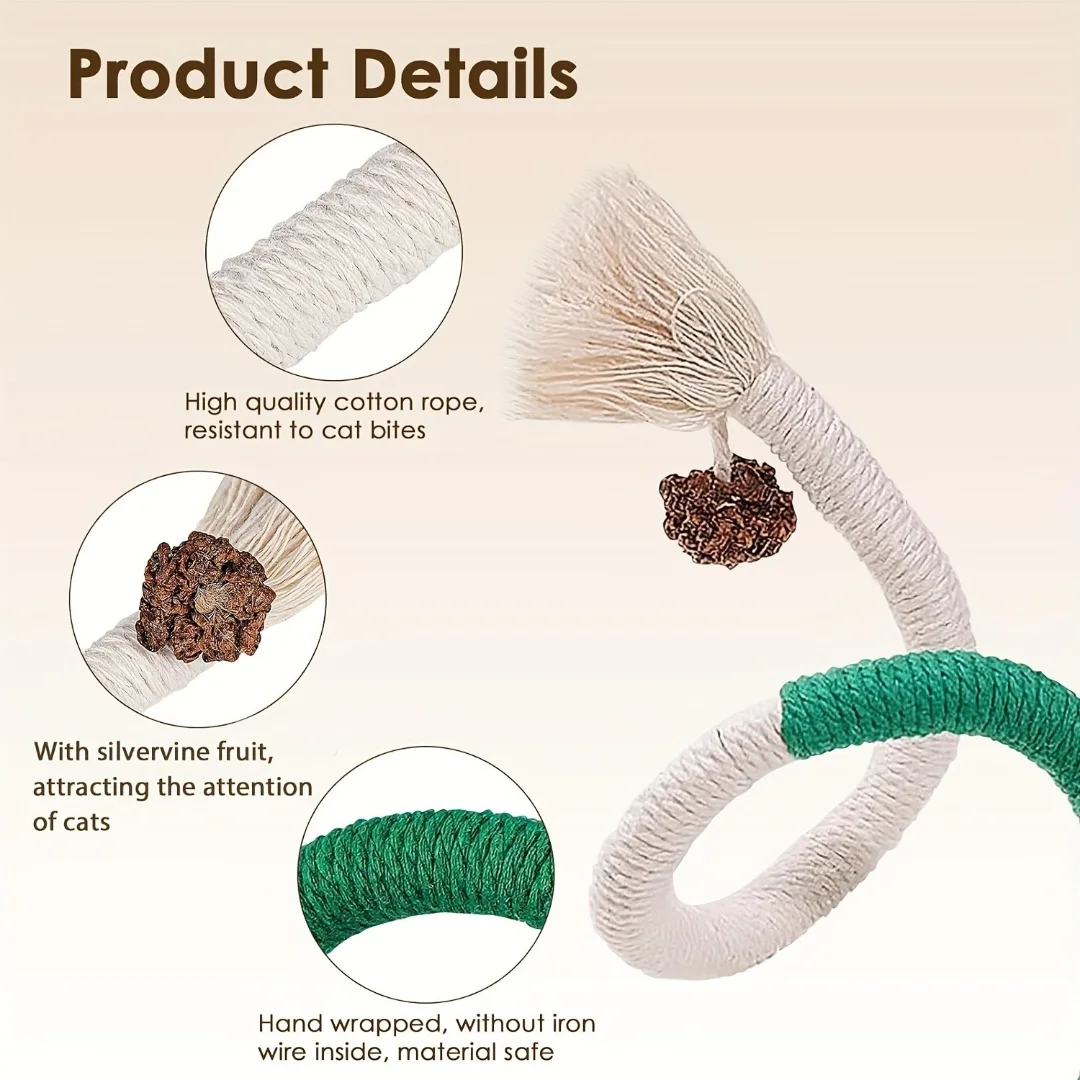 Cotton Cat Chew Toy for Teeth Cleaning - Catnip Rope Teething Toy for Indoor Cats - Image 5