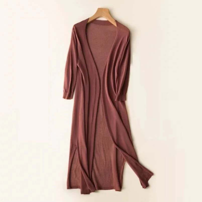 Cozy Long Knit Jacket for Women - Elegant Casual Style, Lightweight Layer for Daily Wear - Image 3