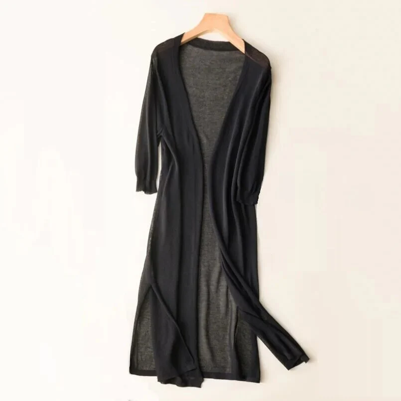 Cozy Long Knit Jacket for Women - Elegant Casual Style, Lightweight Layer for Daily Wear - Image 6