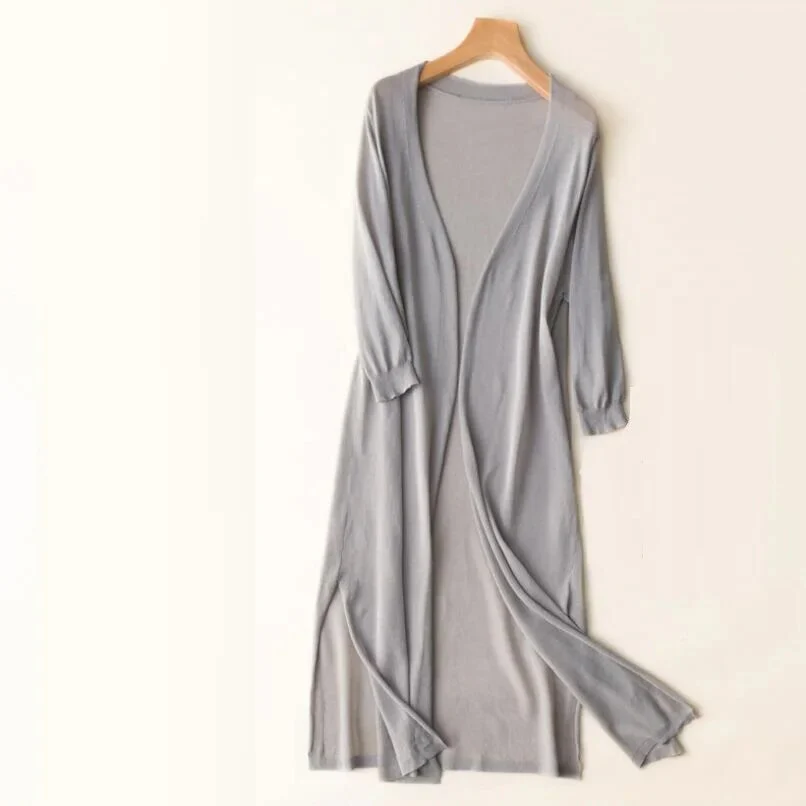 Cozy Long Knit Jacket for Women - Elegant Casual Style, Lightweight Layer for Daily Wear - Image 8