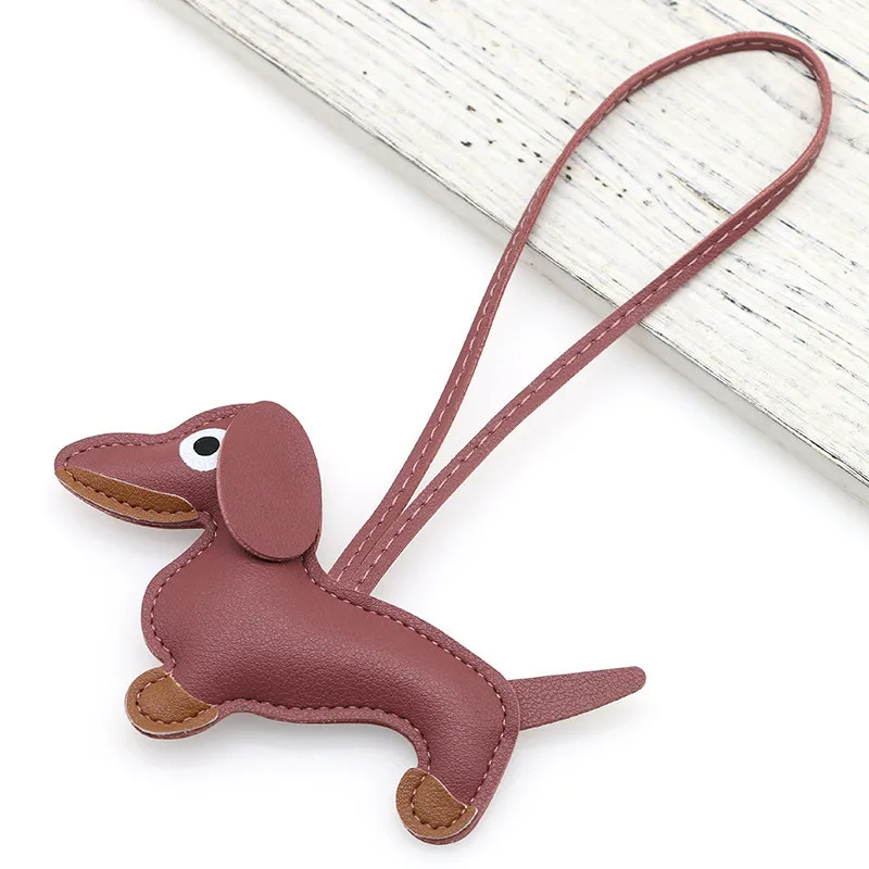 Dachshund Pu Leather Bag Charm Baseball Keychain Gift - Image 13