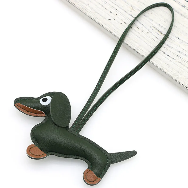 Dachshund Pu Leather Bag Charm Baseball Keychain Gift - Image 17