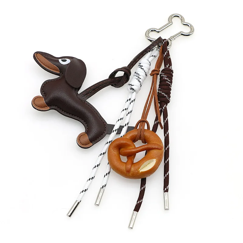Dachshund Pu Leather Bag Charm Baseball Keychain Gift - Image 32