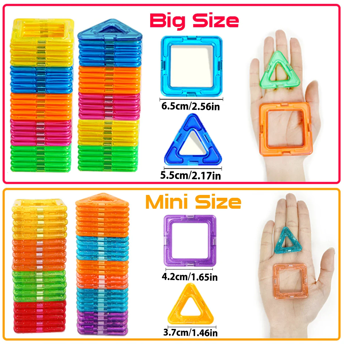 Creative Magnetic Building Blocks Set - Large & Mini DIY Toys for Kids Aged 7-12, Fun Educational Construction Gift in Mixed Colors - Image 2