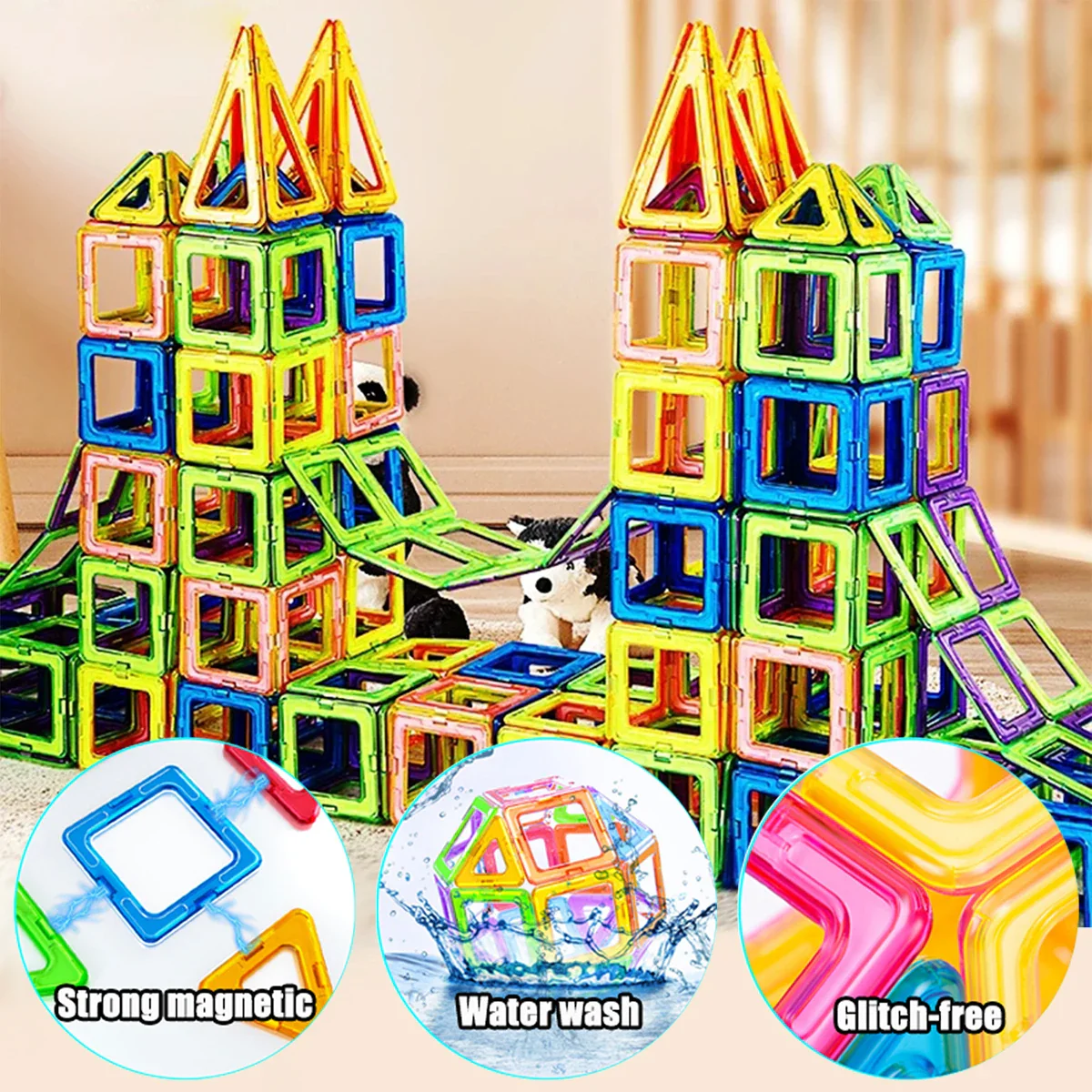Creative Magnetic Building Blocks Set - Large & Mini DIY Toys for Kids Aged 7-12, Fun Educational Construction Gift in Mixed Colors - Image 3