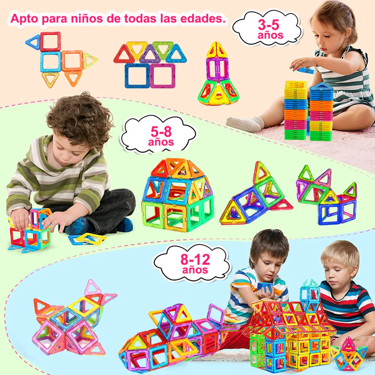 Creative Magnetic Building Blocks Set - Large & Mini DIY Toys for Kids Aged 7-12, Fun Educational Construction Gift in Mixed Colors - Image 4