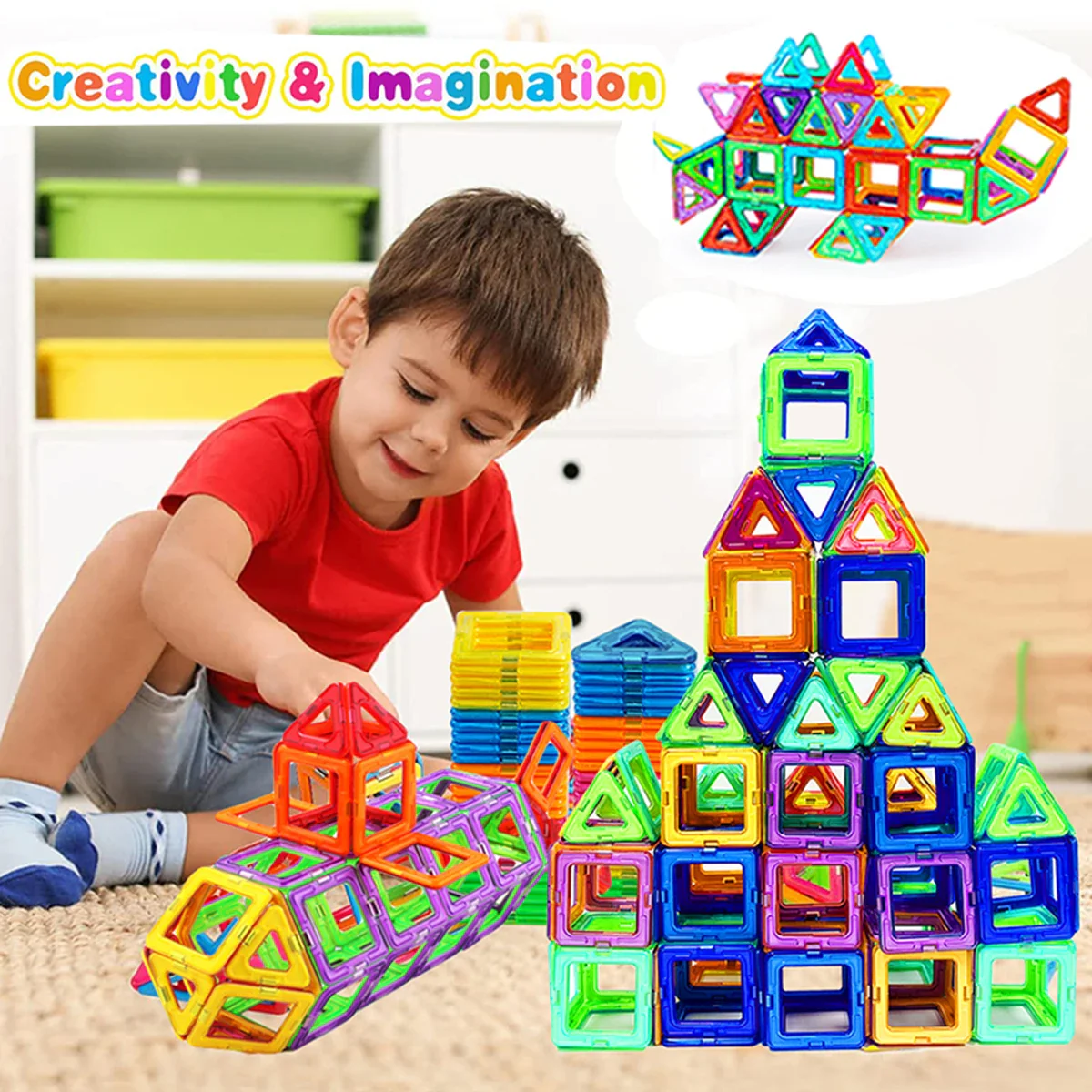 Creative Magnetic Building Blocks Set - Large & Mini DIY Toys for Kids Aged 7-12, Fun Educational Construction Gift in Mixed Colors - Image 5