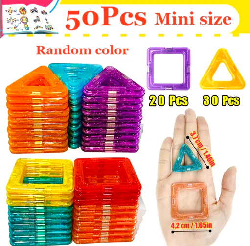Creative Magnetic Building Blocks Set - Large & Mini DIY Toys for Kids Aged 7-12, Fun Educational Construction Gift in Mixed Colors - Image 9