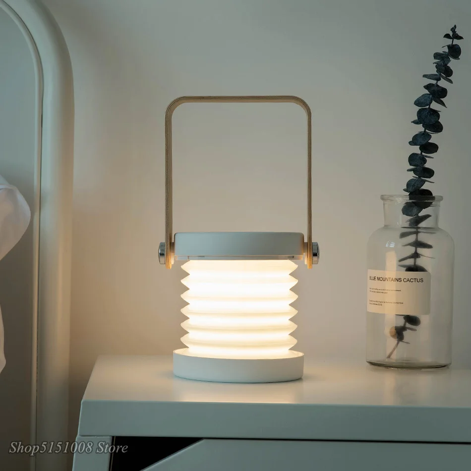 Creative Wood Handle Folding LED Night Light Lantern for Reading, USB Charging - Image 4